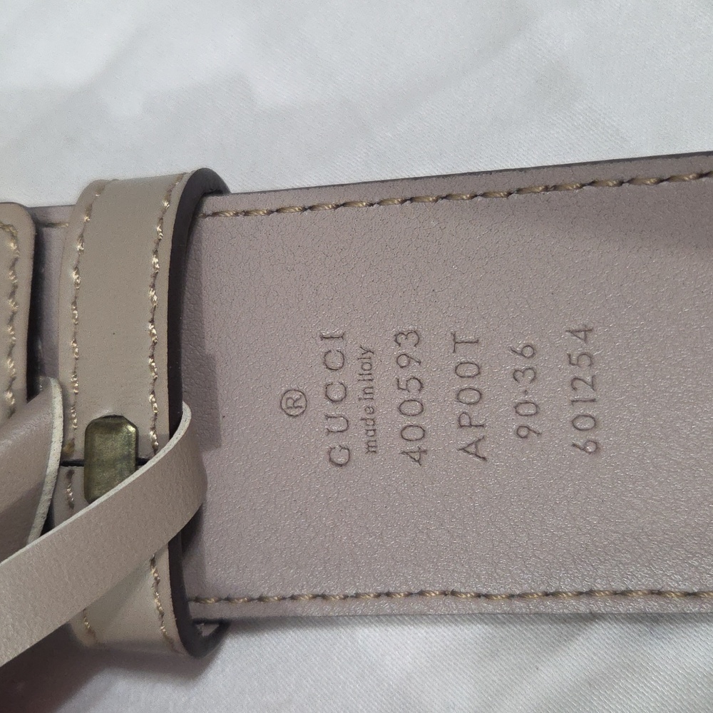Gucci Taupe Pink Leather Belt with Gold Double G Buckle - Picture 7 of 16
